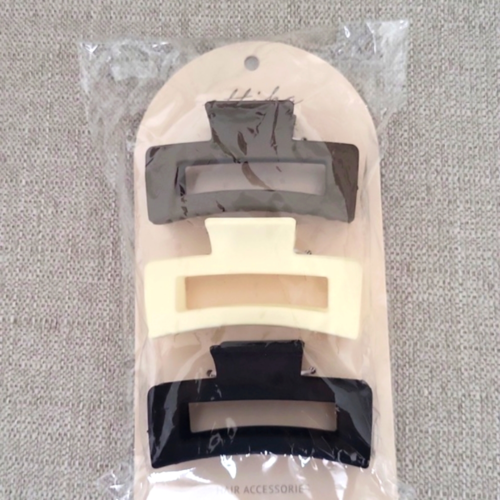 Ettika Hair Claw 3 pc. Package Black, Cream, Tan